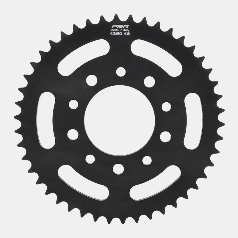 Corona de moto PBR 4350 en acero negro, paso 525